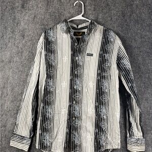 AVIREX Men’s Button Up Shirt Size M Black White Striped